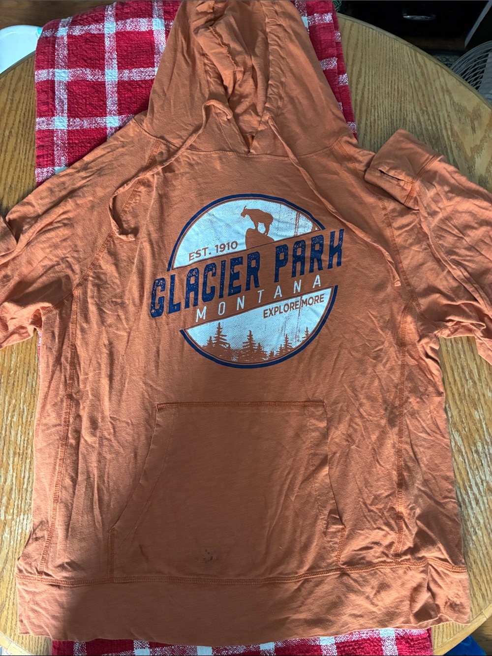 Glacier Park Montana Orange Pullover Hoodie - Outdoor Graphic